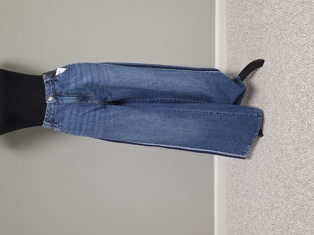 PRIMARK Wide Leg Mid Rise Jeans Two Tone Denim Side Stripe - Picture 5 of 16